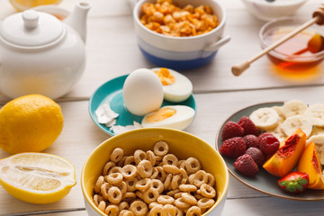 Continental breakfast menu on woden table