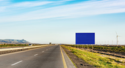 Blank billboard on road