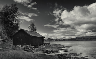 Old Wooden House on Coastline