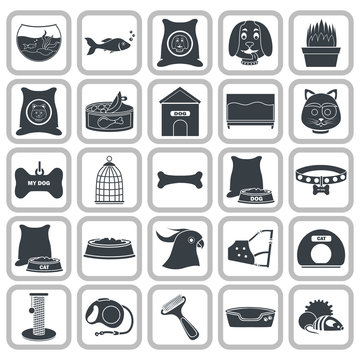 Pet store simple icons set for web and mobile design