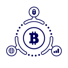 The advantages of cryptocurrency. Illustration in flat style. On white background.