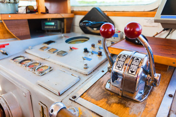 The ship control panel in wheelhouse of the old ship © Zakhar Marunov