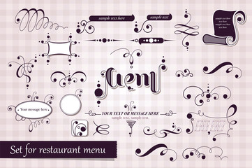 Calligraphic set for restaurant menu