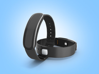 fitness bracelet smart watch on blue gradient background 3d