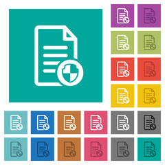 Document protect square flat multi colored icons