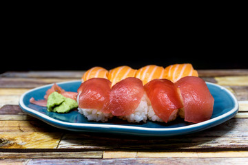 fresh sushi traditional japanese food on the table