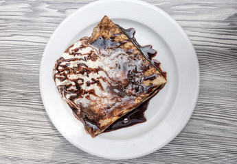 Homemade french crepe on the table