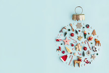 Christmas ornament flat lay