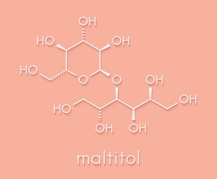 Maltitol sugar alcohol sweetener molecule. Skeletal formula.