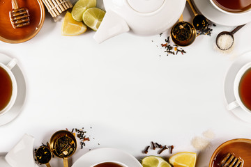 Obraz na płótnie Canvas Composed condiments and tea