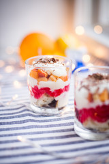 Dessert with cream