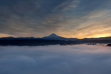 Rolling Fog over Mount Hood and Sandy River Valley USA America