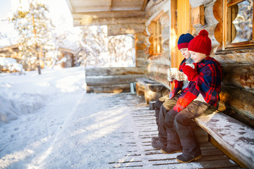 Kids outdoors on winter