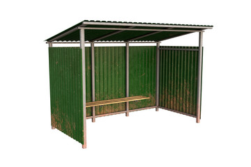 Metal bus stop isolated on white background. 3D render.