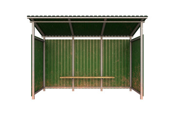 Metal bus stop isolated on white background. 3D render.