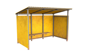Metal bus stop isolated on white background. 3D render.