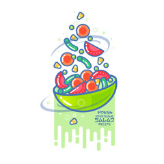 A fresh vegetable salad. Kawaii illustration.