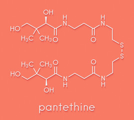 Pantethine (dimeric vitamin B5) molecule. Used in dietary supplements. Skeletal formula.