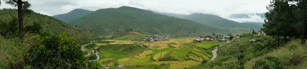 Fototapeta na wymiar Panoramic view of Punakha, Bhutan