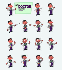 White doctor. Set of postures of the same character in different expressions. Sad, happy, angry ... Always showing, as in a presentation, the data you want.