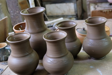 Fototapeta na wymiar pottery clay pots