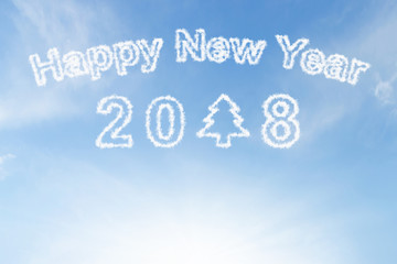 Happy new year 2018 cloud and sunshine on blue sky