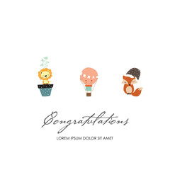 Collection for banners,Placards with fox,lion and balloon