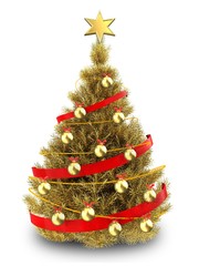 3d golden Christmas tree