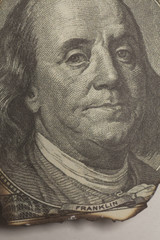 Burning portrait Benjamin Franklin