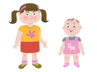 Sibling kids cartoon character
