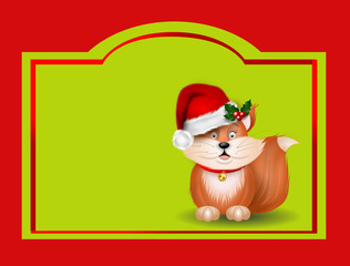 Christmas label with fox