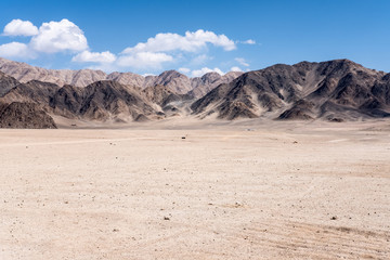 Landscape image of mountains and blue sky background in Ladakh , India