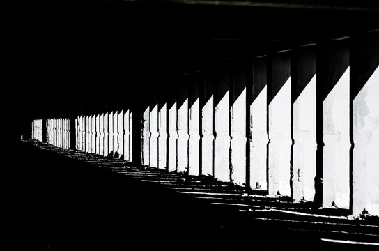 black white lines columns building with shadow rule of odds