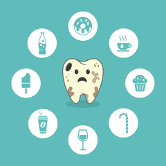 dental cartoon vector - decay - icons
