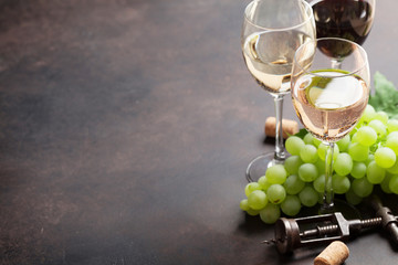 Wine glasses and grapes