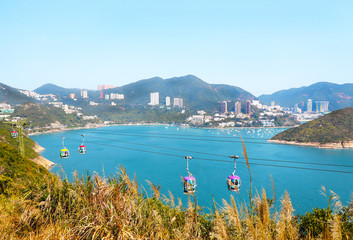 Deep Water Bay scenic on a sunny blue sky day. Hong Kong Island, Hong Kong