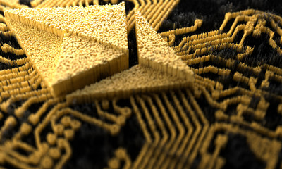 Crypto-currency, Mobile banking, 3D rendering