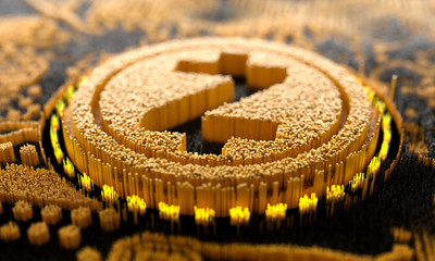 Crypto-currency, Mobile banking, 3D rendering