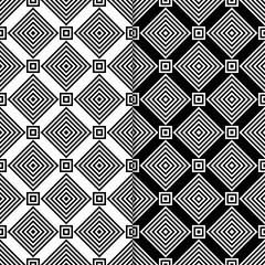 Black and white geometric set of seamless patterns