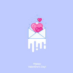 Valentine's Day Card. Wedding invitation. Invitation to date. Pink hearts in an envelope as a letter.