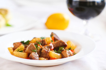 Pork in sauce with vegetables