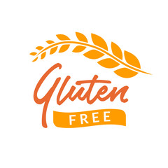 Gluten free drawn isolated sign icon. Healthy lettering symbol of gluten free