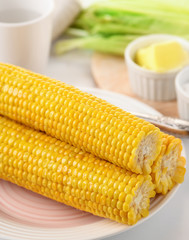 Boiled corn cobs