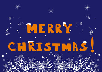 Merry Christmas abstract beautiful  illustration. Original greeting on a festive blue background