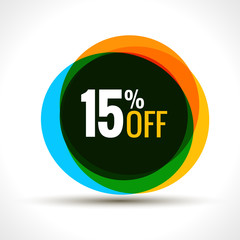 15 percent discount sale sticker. Discount price label. Vector promotion discount sale