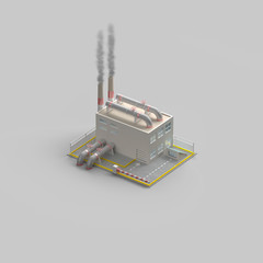 industrial building. energy. factory. 3D rendering