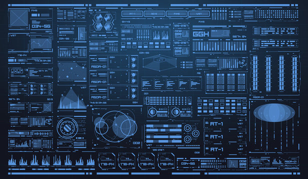 set of black and white infographic elements. Head-up display elements for the web and app. Futuristic user interface. Virtual graphic.