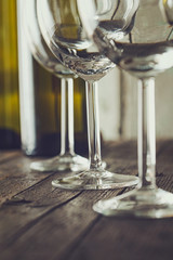 wine glass on wood