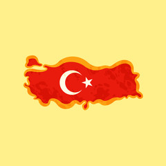 Turkey - Map colored with Turkish flag