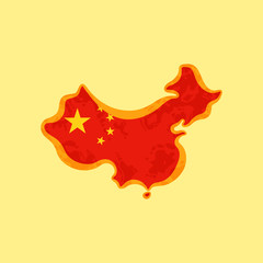 China - Map colored with Chinese flag
